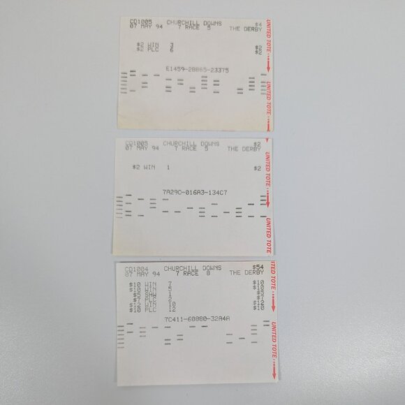 Lot of (3) Vintage Kentucky Derby Horse Racing Tickets Bet Slips May 1994 - Picture 1 of 2